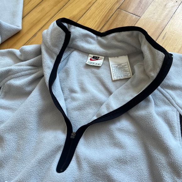 Vintage Nike Fit Quarter Zip Fleece Pullover Grey Teal Thumbholes Boys L 12-14 - Picture 8 of 10